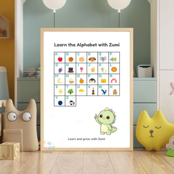 Zumi Alphabet Poster A–Z Printable | ABC Learning Chart | Preschool Wall Art (A4 + US Letter)