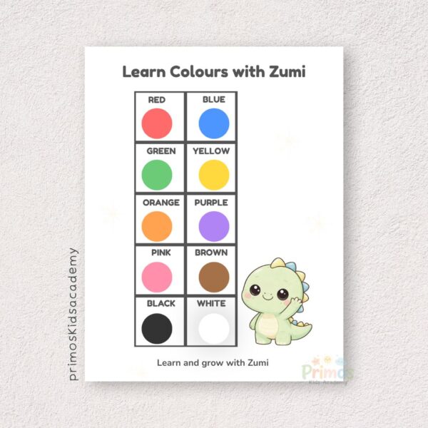 Zumi Colours Poster Printable | Learn Colours Chart | Toddler Learning Wall Art (A4 + US Letter)