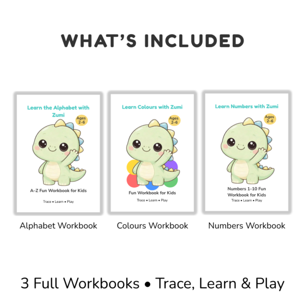 51 Zumi Learning Bundle for Kids (Ages 2–6) | Alphabet, Numbers & Colours Printable Workbooks | Preschool Activity Pack