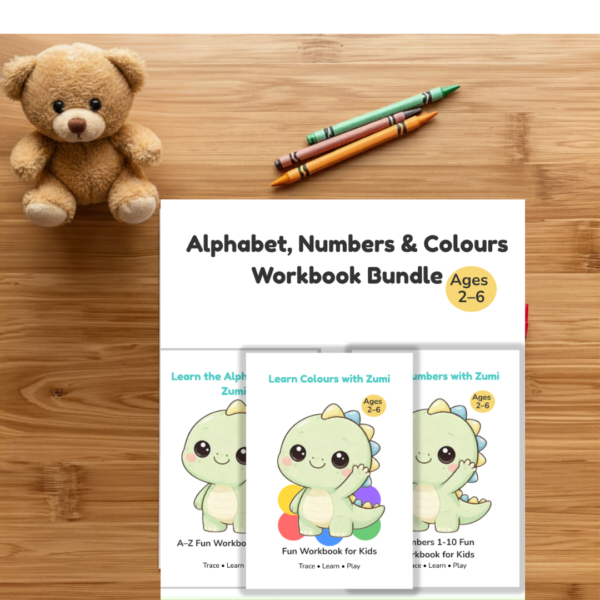 56 Zumi Learning Bundle for Kids (Ages 2–6) | Alphabet, Numbers & Colours Printable Workbooks | Preschool Activity Pack